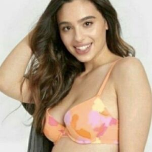 Orange Floral Bra Size 38 DD